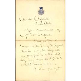 Refusing leave for Drummond Street drain to go through his premises - Hon C J Pharazyn