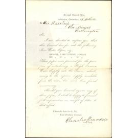 Forwarding particulars of water pipes for disposal of - Town Clerk, Ashburton