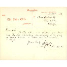 Asking particulars as to curtain bylaws - Town Clerk, Nelson