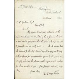 Boundary of his property and Te Aro - W Waring Taylor