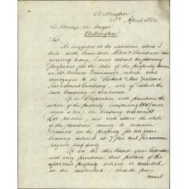 Offer of part of Kaiwarra [Kaiwharawhara] watershed, Finnimores property - J Walker Bain