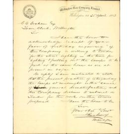 Declining to tender for the lighting of the city - Wellington Gas Co