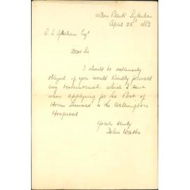 Application for testimonials as Hospital Steward - John Waters