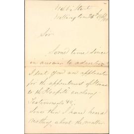 Application for testimonials as Hospital Steward - Thomas Atkinson