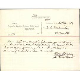 Asking for statistical tallies regarding hospital - Hospital Department