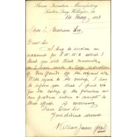 Forwarding account for lease of furniture - William James