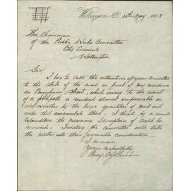 Complaint as to the state of Brougham Street - Percy A Zohrab
