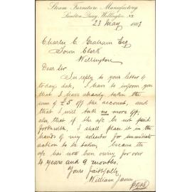 Declining to reduce the amount of his account, for use of furniture - William James