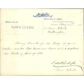 Have not adopted Rating Act 1882 - Town Clerk Auckland