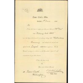 Asking receipt of letter regarding Crown Lands rating - Town Clerk Auckland
