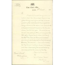 Crown Lands Rating Act 1882, letter to members for the district - Town Clerk Auckland
