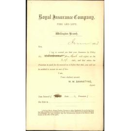 Notice of expiry of policies of insurance - Royal Insurance Company