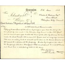 Purchase of part of Wainuiomata watershed - Johnston & Co