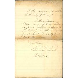 Application for one year rent for fencing purposes, Town Belt - Thomas Taylor