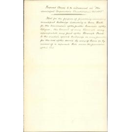 Written clause for amended Municipal Corporations Act regarding expenditure in Municipal buildings - City Solicitor