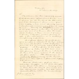 Re destruction of scrub and timber on the banks of the Kaiwarra [Kaiwharawhara] - J Kirk, Wellington College