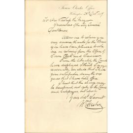 Re retiring from Town Clerks office, thanking Council for bonus received for service - William Lester