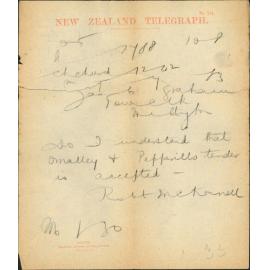 Enquiry as to O'Malley & Pepperell's tender - R McConnell