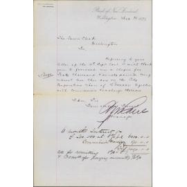 Re requesting cheque for interest due on City Corporation loan - Bank of New Zealand [BNZ]