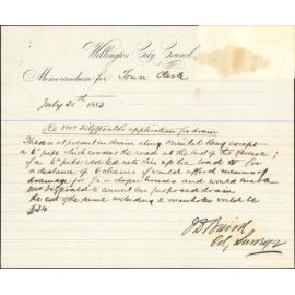 Application for drain from his premises - J E Fitzgerald