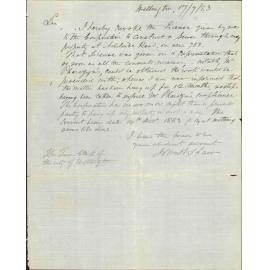 Revoking leave for construction of drain through his property - J H Shaw