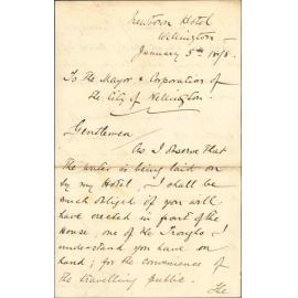 Re erection of water trough in front of hotel - Walter H Harper