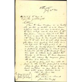 Offer of cemetery site at Karori - James Mackenzie