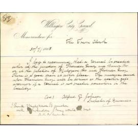 Recommending erection of urinal, Thorndon Quay - Inspector of Nuisances