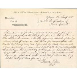 Re laying gas pipes at wharf - Edward Reeves