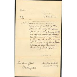 Re Wellington provincial holiday - Colonial Secretary