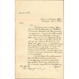 Re changes to Hospitals and Charitable Aid regulations, Circular No 4 - J Ballance, Colonial Secretary's Office