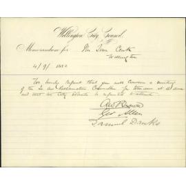 Calling meeting of the Te Aro Reclamation council - Requisition [Brown, Allen and Danks]