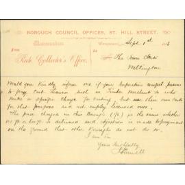 Query as to licensing of timber carriages - Wanganui Rates Collector