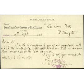 Complaint regarding night soil contractor - Union Steam Ship Company