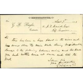 Notice of flood, Wainui - G H Baylis