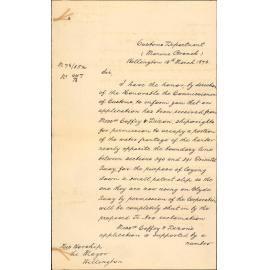 Re permission for Messrs Coffey and Dixon to occupy part of water frontage - Secretary of Customs