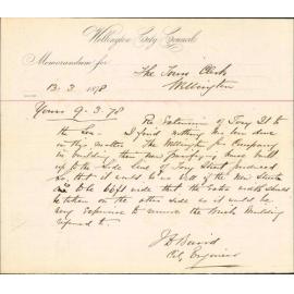 Re memo to Town Clerk re extension of Tory Street to the sea -J Baird, City Engineer