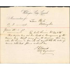 Re memo to Town Clerk re water services -J Baird, City Engineer