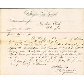 Re memo to Town Clerk re Thompson claim re damage to property - City Engineer