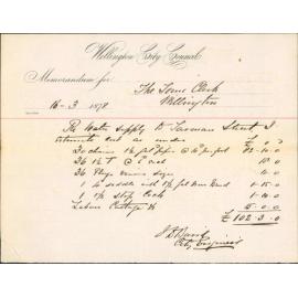 Re memo to Town Clerk re water supply to Tasman Street - City Engineer