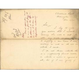 Giving notice to alter water supply for new house being erected - Mr Glow