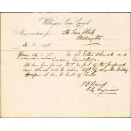 Re memo to Town Clerk re St Peters Church and building regulations -J Baird, City Engineer