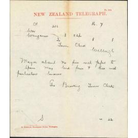 Re water pipes - Town Clerk, Wanganui