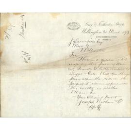 Re title of portion Town Acre 247 Taranaki Street, asking for rates to be held until matter settled - Joseph Nathan and Co