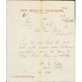 Re water pipes - Town Clerk, Nelson