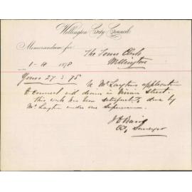 Memo to Town Clerk re Mr Layton's application to connect with drain in Vivian Street - J Baird, City Surveyor