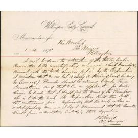 Re memo to Mayor connecting to water supply - J Baird, City Surveyor