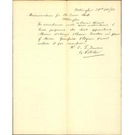 Forwarding transfer of trust, Basin Reserve for execution - City Solicitor