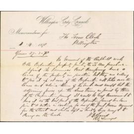 Re memo to Town Clerk re moving of asphalte works - J Baird, City Surveyor