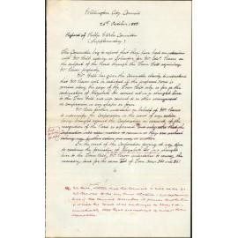 Approving report of Public Works Committee regarding Edward Reeves and the Town Belt road - H D Bell